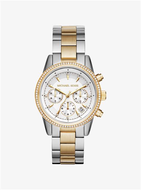 michael kors ritz pave two-tone watch|Michael Kors Ritz pave.